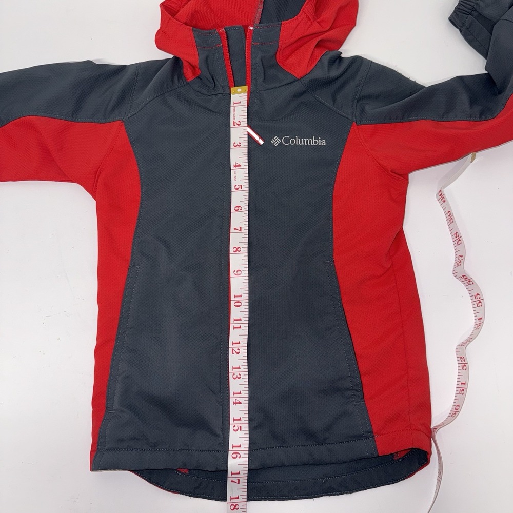Columbia Omni-Shield Hooded Full Zip Jacket Youth XS Gray/Red Colorblock - Picture 4 of 8